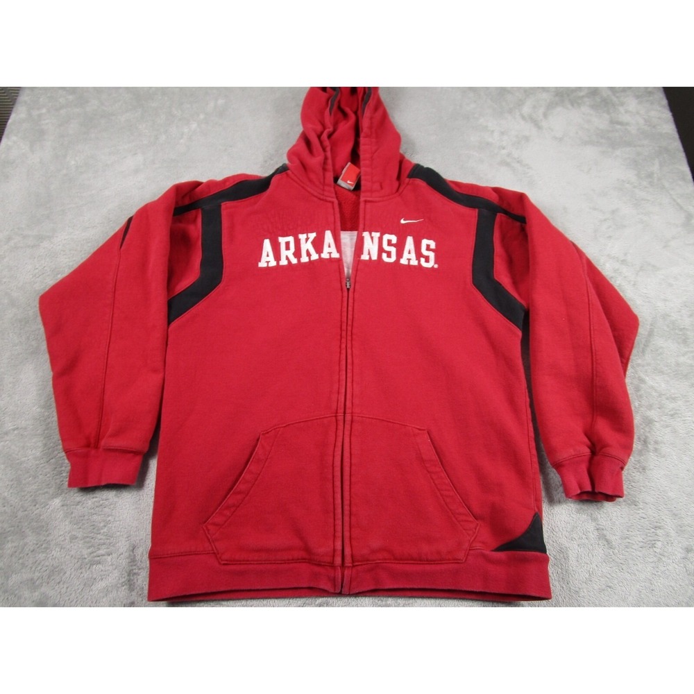 Arkansas Razorbacks Jacket Womens‎ Large Red Full Zip Hooded Logo Nike